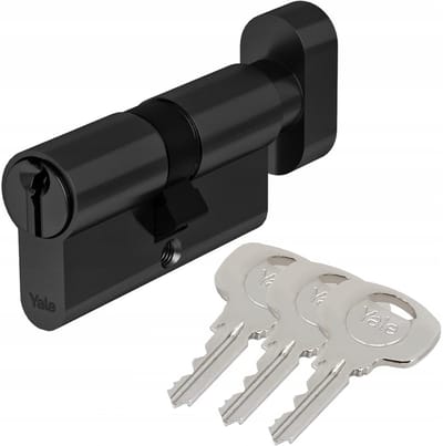 Yale Y500 Cilinder met Knop 50/50mm Zwart - Standaard Beveiliging - Zwarte Knopcilinder