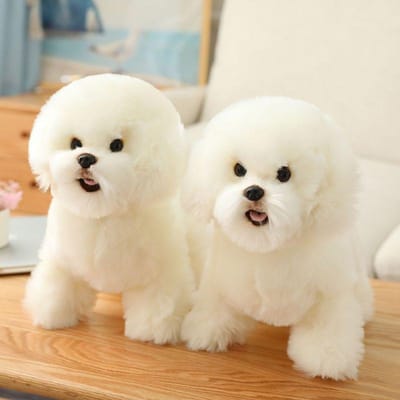 Realistische Leuke Bichon Frise Pluche Speelgoed Squishy Pluizig Simulatie Hondje Knuffeldier Pop Voor Verjaardagscadeau Huisdecoratie 35x16x28cm beige