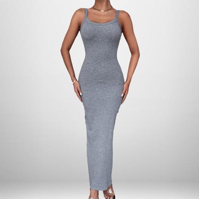 Nieuwe Lente Stijl Stijlvolle Bretels Slankmakende Billen Effen Kleur Jurk Lange Rok 3XL gray