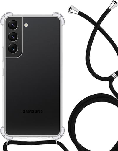 Hoesje - Geschikt voor Samsung Galaxy S21 FE - Met Koord - Shock Proof - Siliconen Case - Back Cover - Telefoonkoord - Telefoon Hoes Shockproof - Telefoonketting - Telefoonhoesjes - Transparant