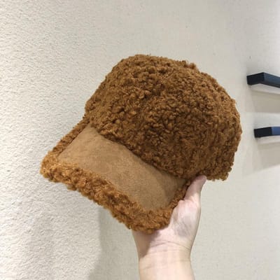 Wintermutsen voor Dames Koreaanse Stijl Ins Lamsvel Baseballpet Dames Veelzijdig Casual Warme Baseballpet Herfst en Winter Nieuwe Stijl Adjustable brown