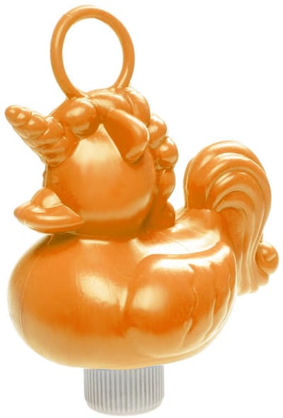 Duckiez eenhoorn badeendje badspeelgoed - oranje - 15 x 7 cm - Met oogje voor het hengelspel - kunststof