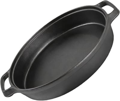Gietijzeren Koekenpan - Wokpan Koekenpan - Inductiekookplaat - Gelijkmatige Warmte - 25 cm