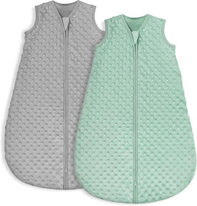 Set van 2 Babyslaapzakken voor Baby's, Katoen, 1,5 TOG, Geschikt voor 12-18 Maanden, Grijs en Groen