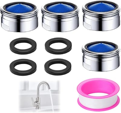 Dailygoods - Perlatoren voor kranen, 4 stuks, M22 buitendraad, straalregelaar M22 van messing met zeefkraan, waterbesparing voor kraan, perlator, accessoires voor keuken en badkamer