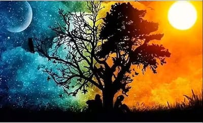 Diamond Painting Set 30x40cm - Dag en nacht - GD76965 - Full size ronde steentjes - Gratis verzonden