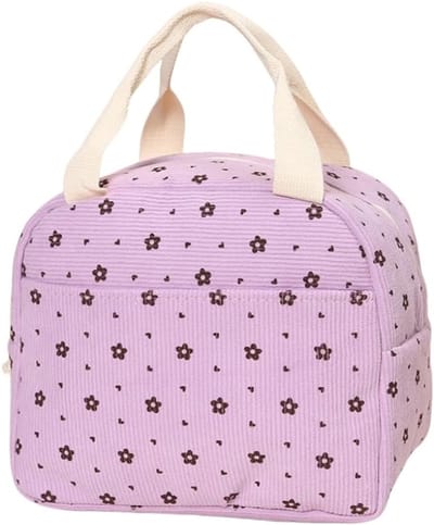 Geïsoleerde lunchtas voor meisjes met bloemenontwerp - Perfect voor school, werk en picknicks, geschikt voor twee maaltijden en bentodozen
