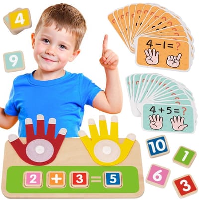 Tooky Toy Houten educatief speelgoed voor het leren van het tellen van vingers, optellen en aftrekken - UNI