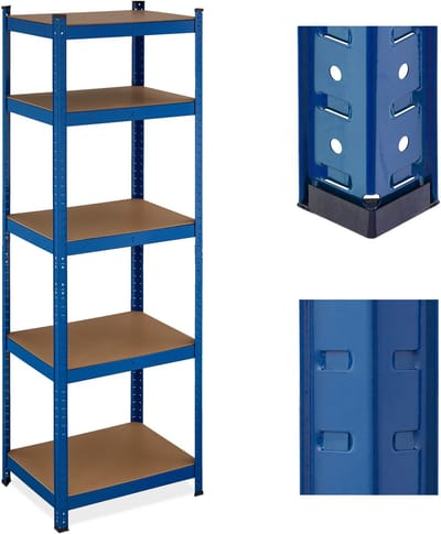 magazijnstelling - 2 stuks - blauw - 60x180x45 cm - metaal