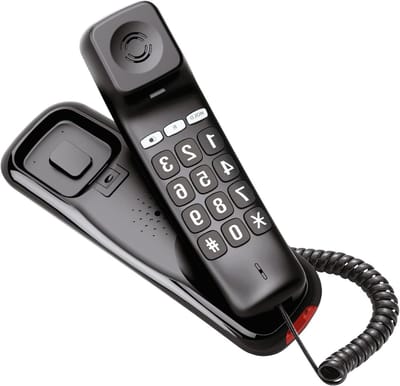 Senioren Telefoon - Grote Toetsen - Makkelijk Bellen - Wandmontage Geschikt - 38 Oproepenlijst - Zwart