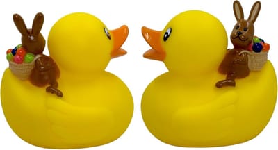 Set van 2 Handbeschilderde Badeenden (8 cm) - Plezierig Bad- en Feestdecoratie, Latexvrij