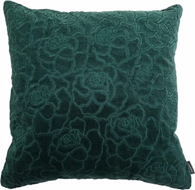 Rose Embroidery Pine Groen Kussen | 45 X 45 | Sierkussen Voor Woonkamer Of Slaapkamer