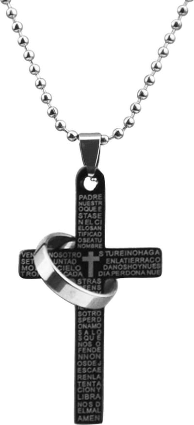 Fako Bijoux - Ketting - Kruis Met Ring - Zwart