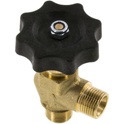 G 3/8'' Messing Haakse Kogelkraan 40 bar met Handwiel