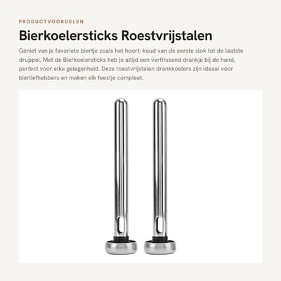 Dailygoods- Bierkoelersticks 2 Stuks - Roestvrij Staal - Drankkoeler voor Bier - Uniek Cadeau voor Bierliefhebbers - Houdt Bier Koud - Gemakkelijk te Gebruiken