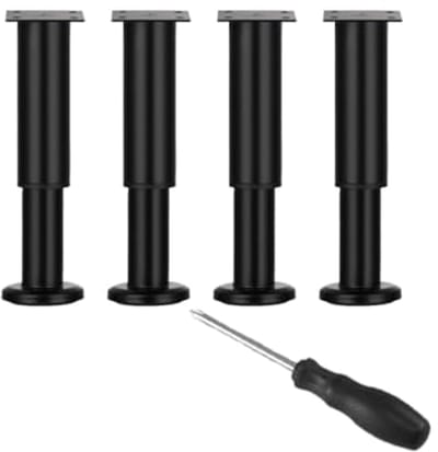 Verstelbare Meubelpoten Set van 4 - Ronde Zwarte Stalen Poten voor Bed, Bank, Kast en Tafel (18-30 cm)