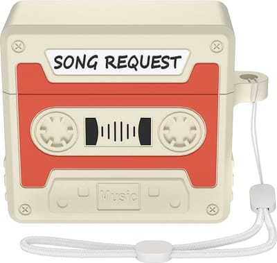 Telestore hoesje geschikt voor AirPods 4 soft case cover- retro cassettebandje bandje tape - TPU hoesje Beschermhoes - AirPods 4 Cover - AirPods 4 hoesje - Geschikt voor Apple Airpods 4 - gel hoesje - Oranje