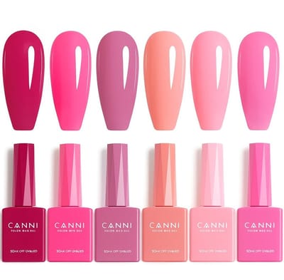 Canni - Gellak - 6 stuks - HEMA-vrij - TPO-vrij - Gellak nagellak - Gel lak - Gellac - Pink Gellac - Gellak set kleuren - Gellak starterspakket - Gellak rood - Gellak roze