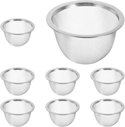 8 Stuks RVS Theefilters voor Theepot - Ideaal voor Theemaker, Fijnmazige Zeef en Theezakjes - 7.6 x 5 cm