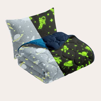 HappyBed Kinderdekbed zonder overtrek 140x200 - Wasbaar dekbed - Dekbed zonder hoes - 2 in 1 dekbed - Dekbed met print - Hoesloos dekbed - Space Adventure