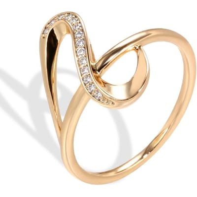 Bagues Élégantes Blanches en Zircon Naturel Vagues Pour Femmes Mode Couleur Or Rose Fête Bijoux Fins de Mariage Cristal Cadeau 11 beige