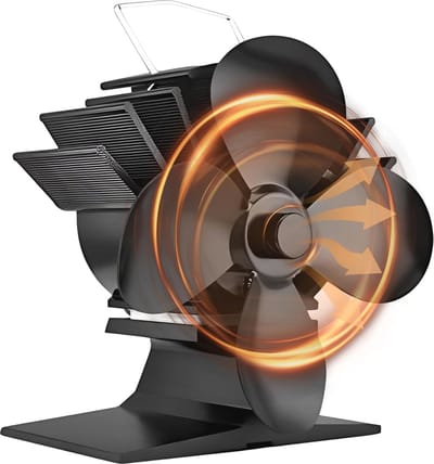 Stille 4-bladige houtkachelventilator voor optimale warmteverdeling zonder elektriciteit