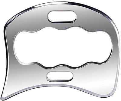 Dailygoods- Gua Sha Massagetool Roestvrij staal - Gua Sha Steen - Spier Schraper - Opbergzakje - Zachte Weefselmobilisatie - 10,1 x 7,6 cm