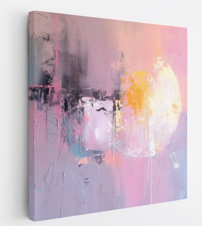 Saammp Canvas Schilderij - Roze - pastel - Abstract - 20x20 - Foto op canvas - Wanddecoratie - Muurdecoratie Woonkamer - Slaapkamer decoratie - Canvas Print