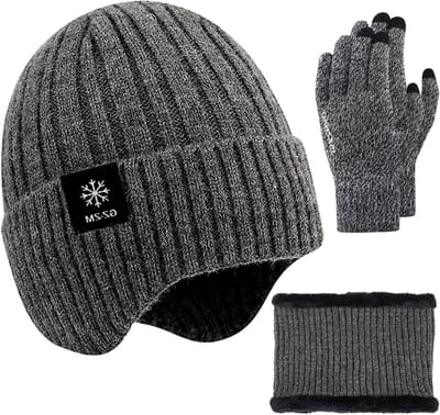 Winterset voor mannen en vrouwen: gebreide sjaal, muts en thermische handschoenen voor koude dagen