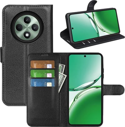 MobyDefend Hoesje - Geschikt voor Oppo Reno12 F - Kunstleren Wallet Book Case (Sluiting Voorkant) - Zwart