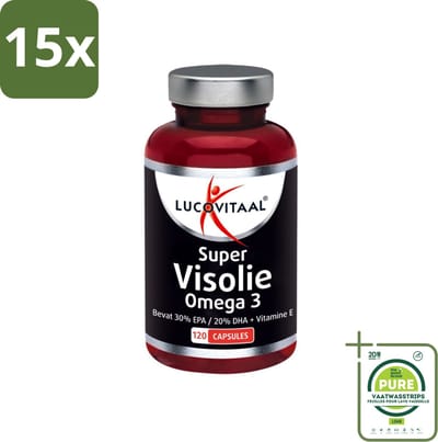 15 x Lucovitaal - Visolie - Super Omega 3 - 120 Capsules - Grootverpakking - Omega 3 - Hart - Hersenen - Gezichtsvermogen - Visolie