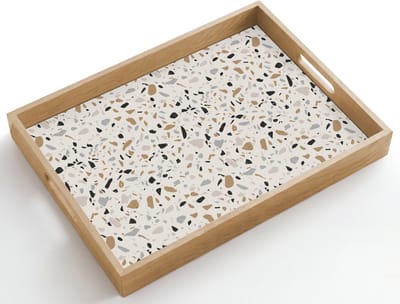 Dienblad hout 50x35 cm - Schootdienblad - Terrazzo - Patroon - Staal - Borrelplank rechthoek - Plateau dienbladen
