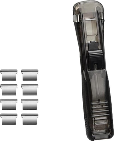 Duurzame Paper Stapler met 8 Herbruikbare Clips, Ideaal voor Kantoor, School en Documentenbeheer