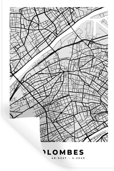 Muurstickers - Sticker Folie - Frankrijk - Colombes - Stadskaart - Plattegrond - Kaart - 20x30 cm - Plakfolie - Muurstickers Kinderkamer - Zelfklevend Behang - Zelfklevend behangpapier - Stickerfolie