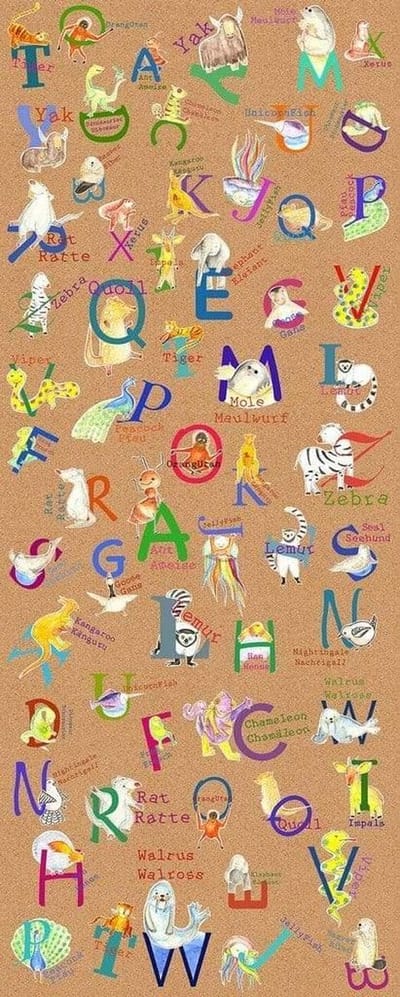 Fotobehang - Animals A-Z 100x250cm - Vliesbehang