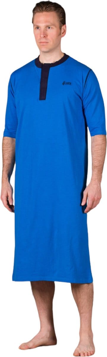 Nachthemd achter open - Ziekenhuiskleding patiënt - Zorg nachthemd- Blauw - S