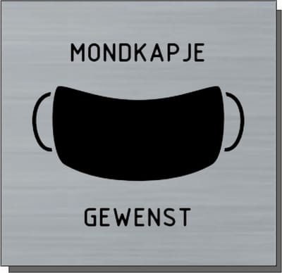 Deurbordje - bordje - Mondkapje gewenst - vierkant met RVS look