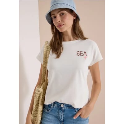Shirt met ronde hals en borduursel
