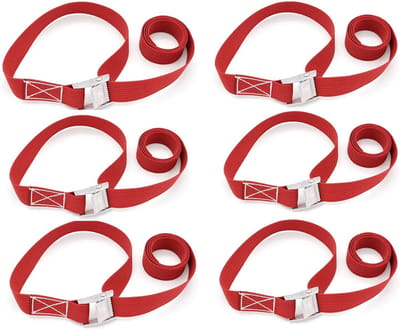 Spanbanden Set - Sjorbanden Clipsluiting - Vracht Vastzetten - Metalen Gesp - 6 Stuks 1 Meter - Rood
