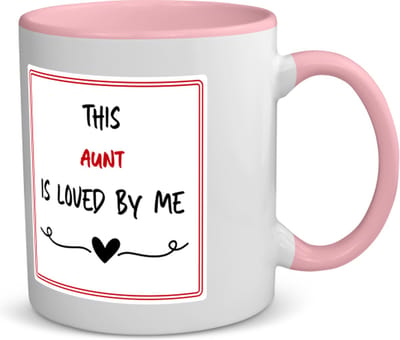 Akyol - this aunt is loved by me koffiemok - theemok - roze - Tante - iemand die houdt van zijn tante - verjaardag - cadeautje voor tante - tante artikelen - kado - geschenk - 350 ML inhoud