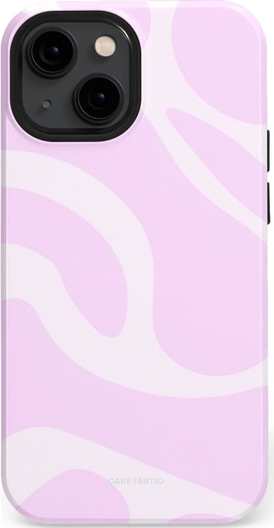 Casetastic hoesje geschikt voor Apple iPhone 13 mini - MagSafe - Dubbellaagse bescherming - Vrolijk Roze Suikerspin Curves - Fashion Case - Lichtroze Wit