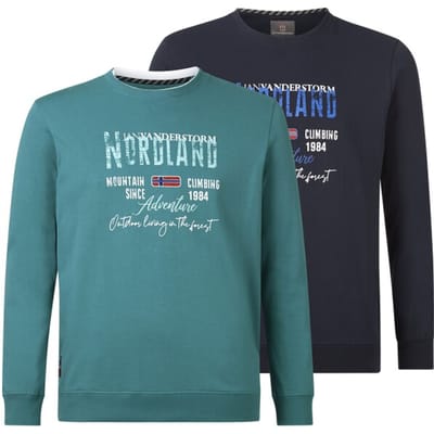 Jan Vanderstorm herren Sweatshirts, Set Van 2 - 52/54 - petrol - Plus Size