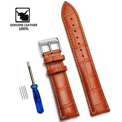 Echte leren horlogebanden 12/14/16/18/20/22/24 mm horlogebandband stalen gesp hoge kwaliteit polsband armband + gereedschap 22mm brown