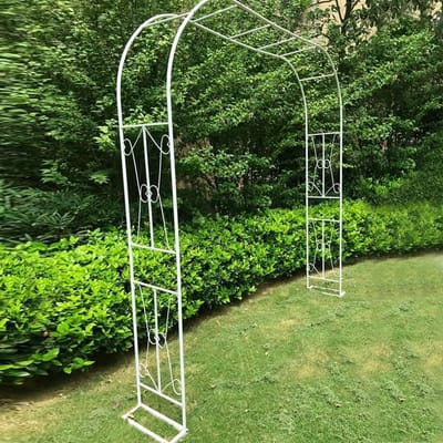 Metalen Rozenboog - Stalen Tuinboog - Klimplanten Ondersteunen - Roestwerende Coating - 300x240cm - Wit