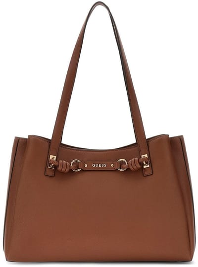 GUESS schoudertas Camelia 3 Compartment Tote Cognac bruine