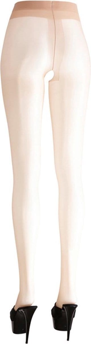 Cottelli Collection – Erotische Panty met Satijnen Glans en Open Kruis voor Ondeugend Plezier – Maat L – beigeig