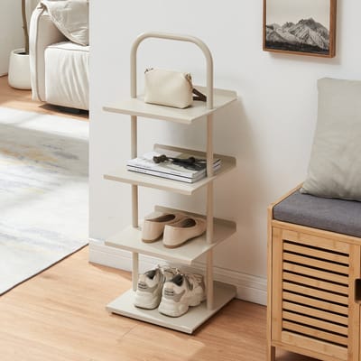 Schoenenrek Poytya met 4 planken champagne 96x34x32 cm [en.casa]