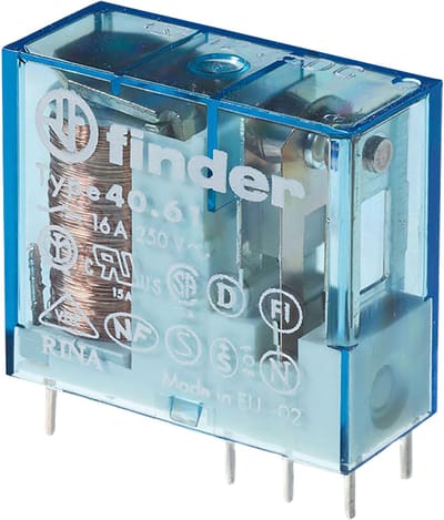 FINDER steek-/printrelais, 1 wisselcontact voor 16 A, spoel 12 V DC gevoelig 40.61.7.012.1000