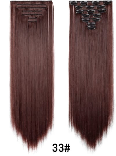 Pruik - Haarverlenging met 16 clips, haarclip, vervangende pruik - Pruik van synthetische vezels met clips - 60 cm -18.33#