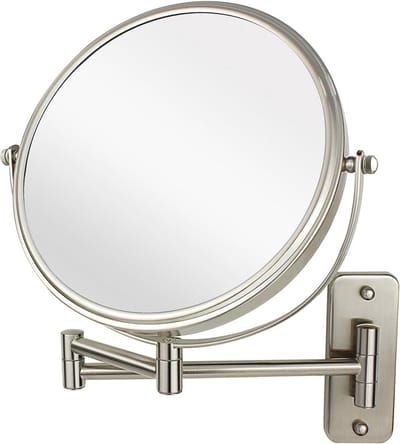8" Wand Make-up Spiegel met 1X/10X Vergroting en 360° Uittrekbare Arm - Dubbelzijdige Make-up Spiegel voor Mannen en Vrouwen